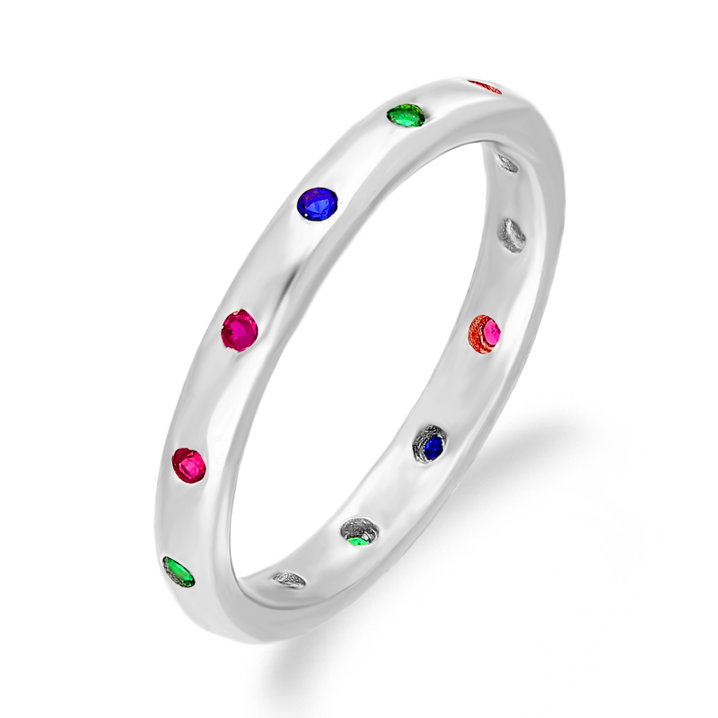 Stříbrný prsten Rings s barevnými zirkony Ag 925 | iSezam.cz
