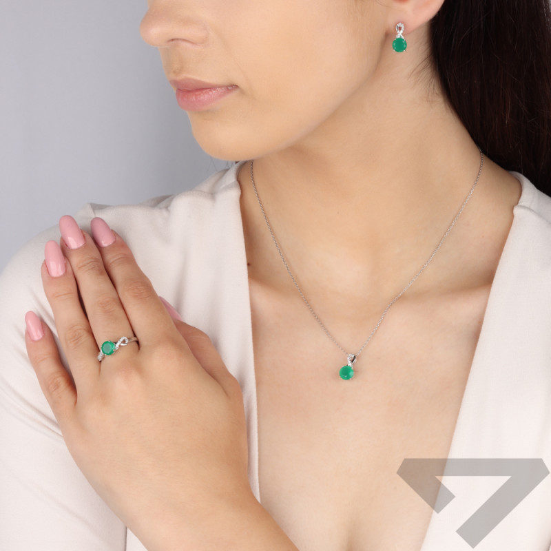 Stříbrný přívěsek s achátem a laboratorními diamanty AT CVD-3441-P-AG ryzost 925
