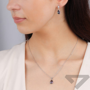 Stříbrný set kapka Topaz Mystic | Náušnice a přívěsek | iSezam.cz