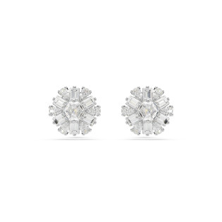 Kolczyki Swarovski zapinane na sztyft Idyllia, Szlify różnorodne, Płatek śniegu, Białe, Powłoka z rodu