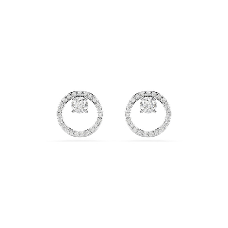 Kolczyki Swarovski zapinane na sztyft Constella, Szlif okrągły, Białe, Powłoka z rodu