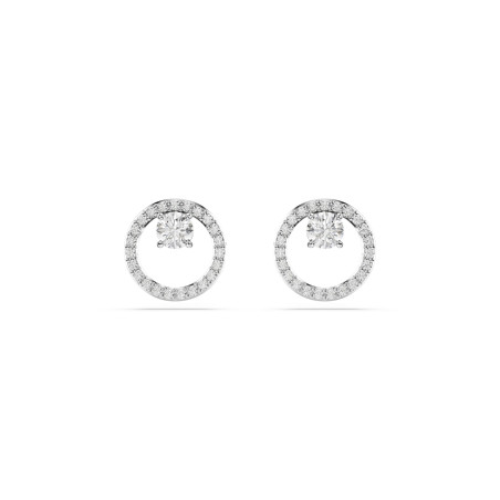 Kolczyki Swarovski zapinane na sztyft Constella, Szlif okrągły, Białe, Powłoka z rodu