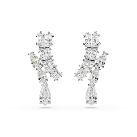 Długie Kolczyki Matrix Swarovski Białe Rodowane - JubilerSezam.pl