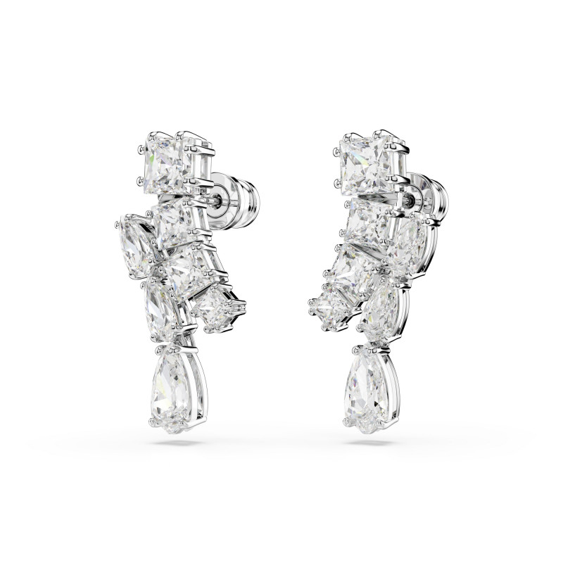 Długie Kolczyki Matrix Swarovski Białe Rodowane - JubilerSezam.pl