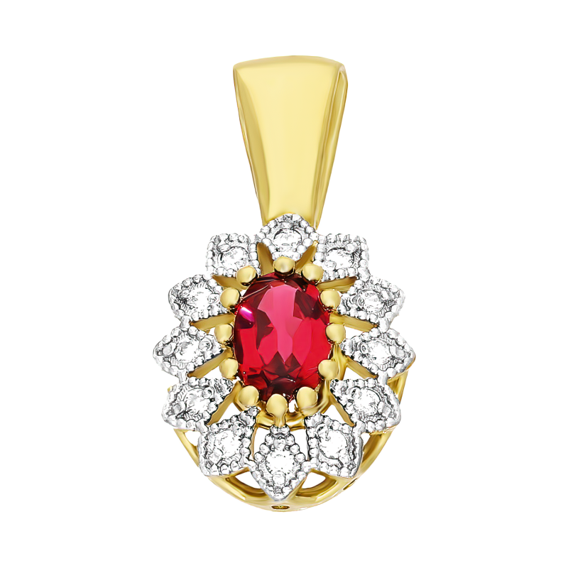 Zlatý přívěsek s rodochrozitem a diamanty KATE | iSezam.cz