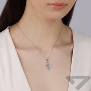 Stříbrný Křížek s Topazy Swiss Blue ryz. 925 - iSezam.cz