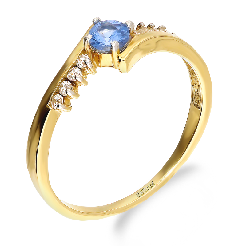 Zlatý prsten s modrým zirkonem MARIAGE | iSezam.cz