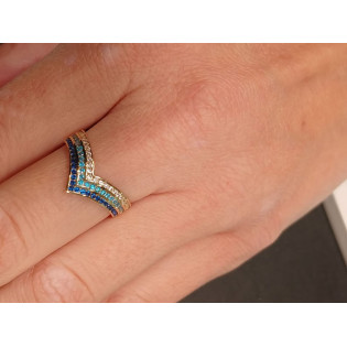 Prsten LINE 2r b+bł+sz do špičky MZ T5-R-309-CZ blue ryzost 585