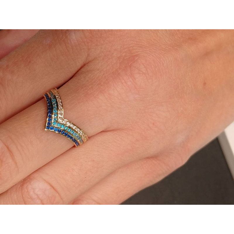 Prsten LINE 2r b+bł+sz do špičky MZ T5-R-309-CZ blue ryzost 585