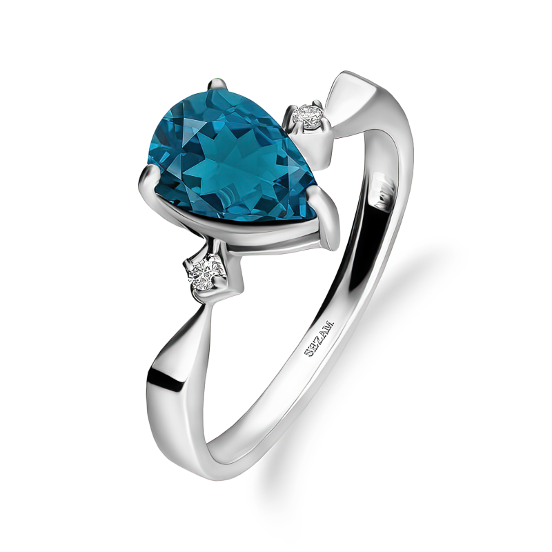 Stříbrný prsten s topazem London Blue | iSezam.cz