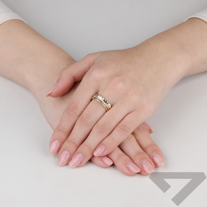 Zlatý prsten trojitý rings se zirkony ryzost 375