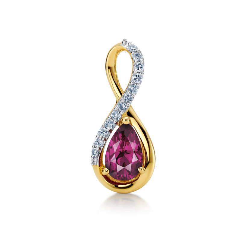 Zlatý přívěsek s rodolitem a diamanty ryzost 585 - iSezam.cz