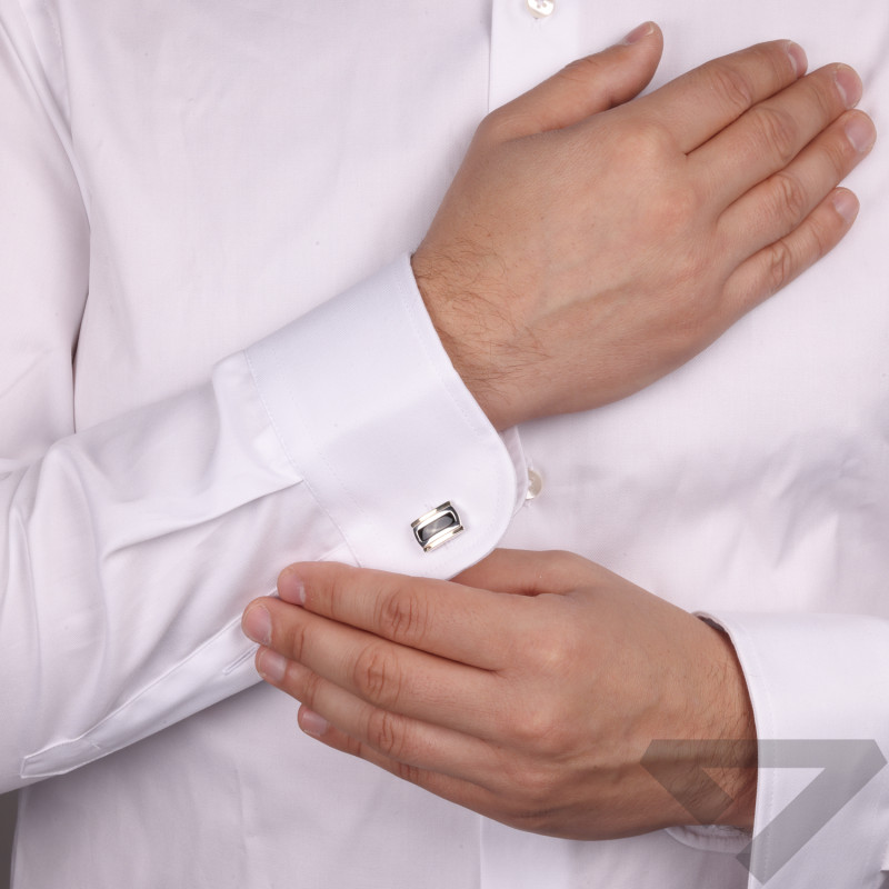 Stříbrné manžetové knoflíčky se zlatým detailem