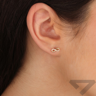 Zlaté náušnice infinity s krystaly, ryzost 585 | iSezam.cz