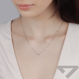 Elegantní náhrdelník z bílého zlata s bílou zirkonií | iSezam.cz