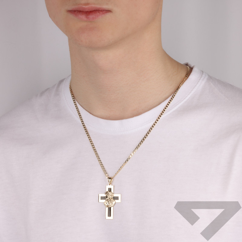 Zlatý medailonek s hlavou Ježíše na kříži, ryzost 585