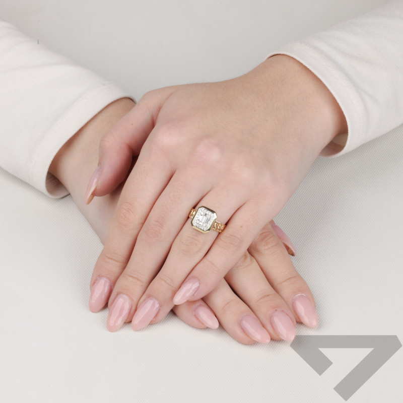 Zásnubní prsten s diamanty bagety ryzost 585