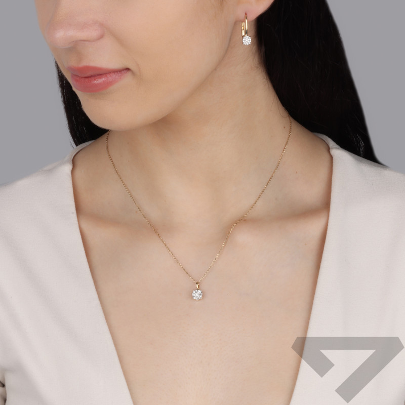Zlaté náušnice s bílými diamanty
