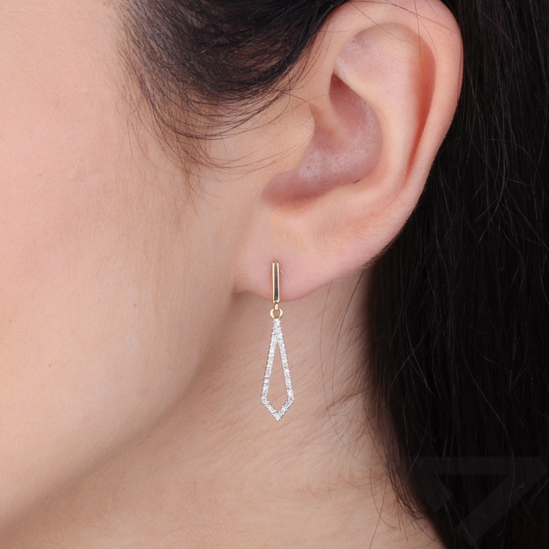 Zlaté náušnice s diamanty - geometrický design - iSezam.cz