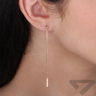 Pozlacené visací náušnice s kuličkou a provázkem | iSezam.cz