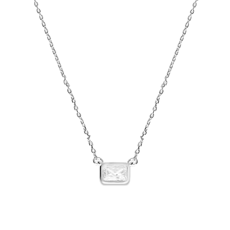 Stříbrný náhrdelník se zirkonem obdélník | iSezam.cz