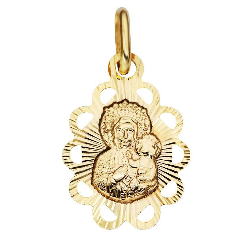 Zlatý medailonek Čenstochovská pr. 333 s krajkou - Jubiler Sezam