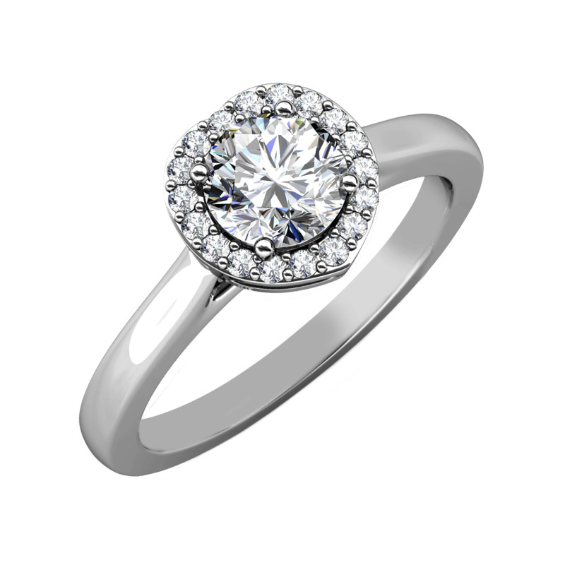 Stříbrný prsten srdce s moissanity 0.5ct | iSezam.cz