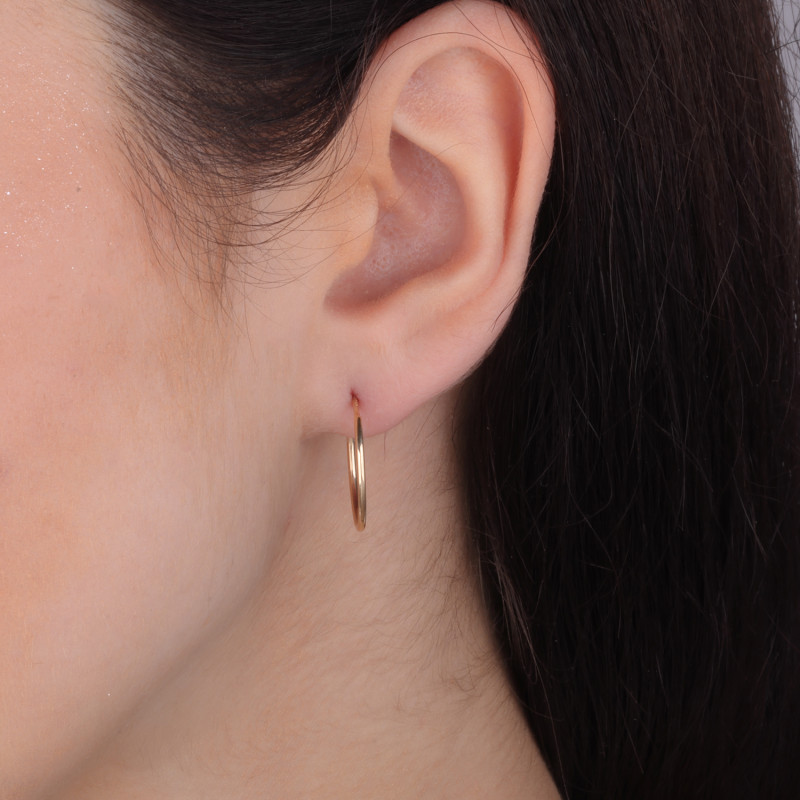 Zlaté náušnice kruhy kloubové 17 mm ryzost 585