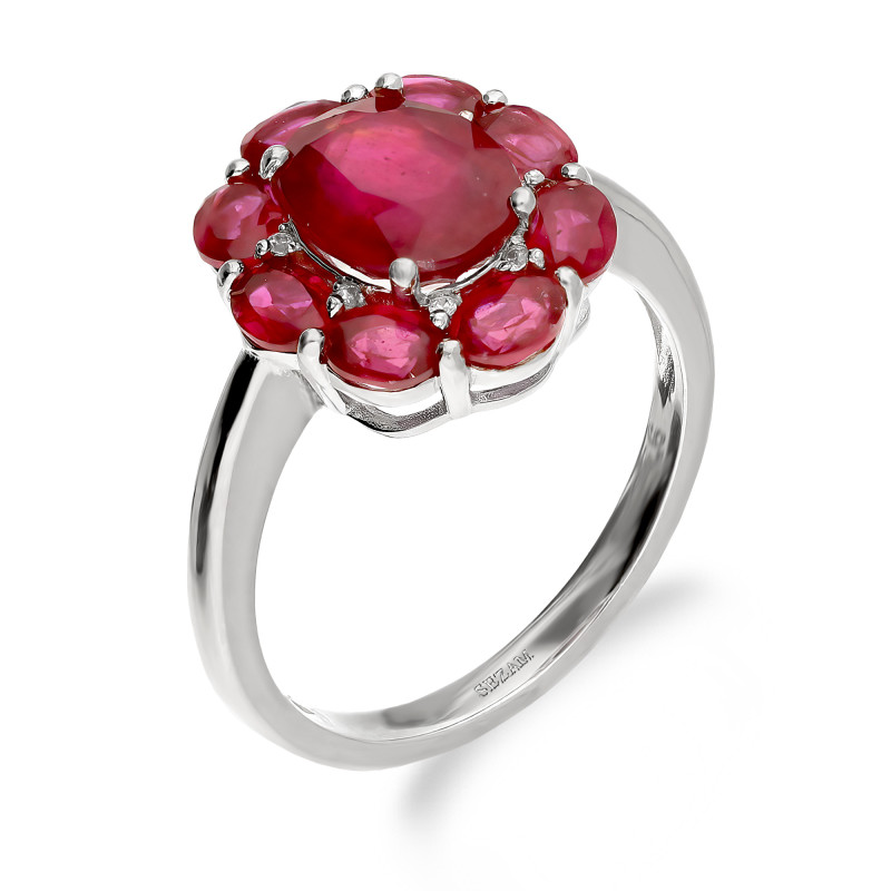 Stříbrný prsten s rubíny Květ ryz. 925 - iSezam.cz