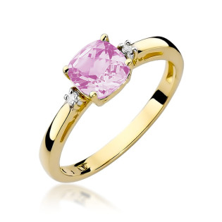 Zásnubní prsten s růžovým topazem a diamanty - iSezam.cz