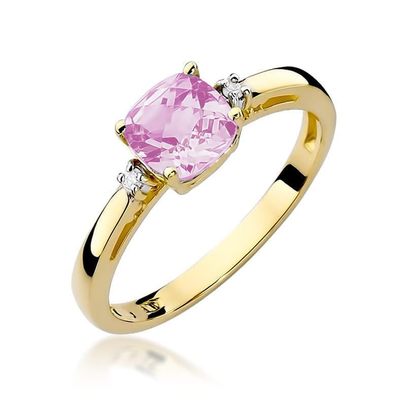Zásnubní prsten s růžovým topazem a diamanty - iSezam.cz