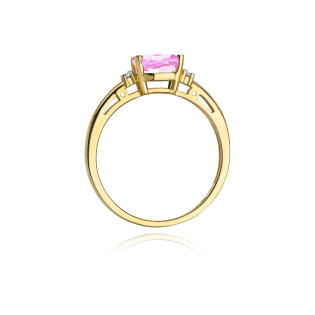 Zásnubní prsten s růžovým topazem a diamanty - iSezam.cz