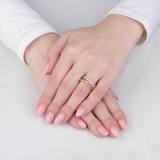 Zlatý prsten Rings se zirkony a motivem uzlu - iSezam.cz