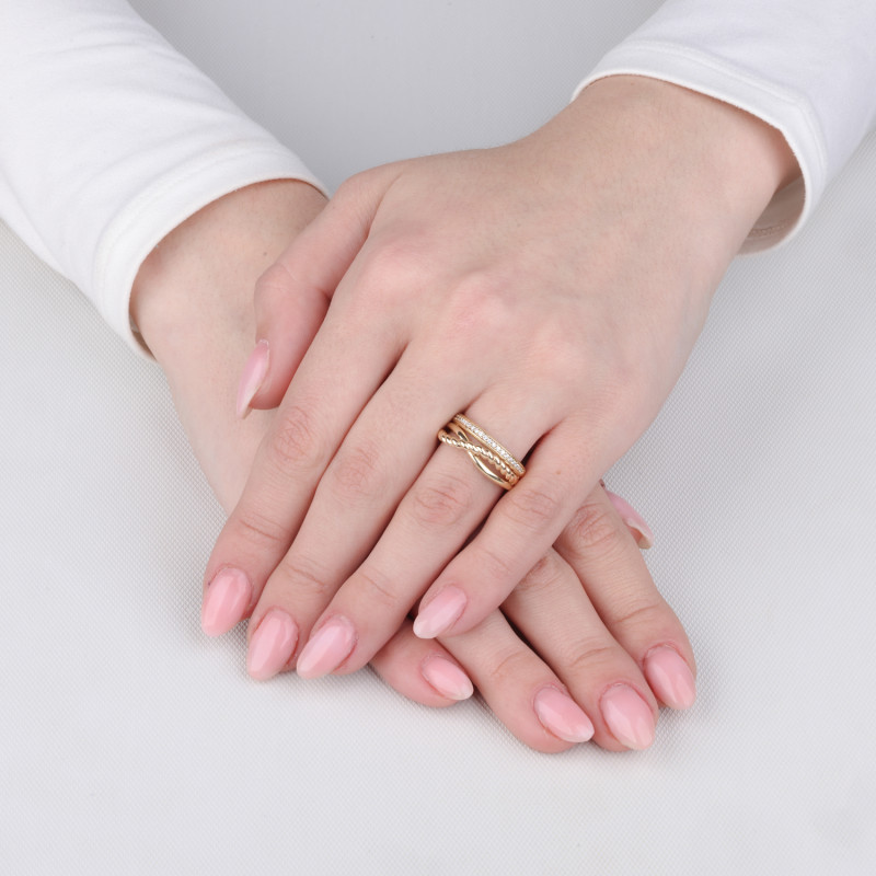 Zlatý prsten Rings se zirkony a motivem uzlu - iSezam.cz