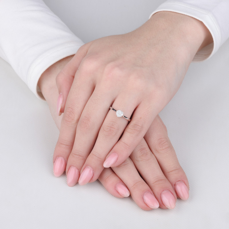 Zásnubní prsten z bílého zlata srdce Heart s diamanty 0,16 ct