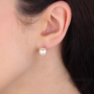 Zlaté náušnice s perlou 8mm - klasická elegance - iSezam.cz