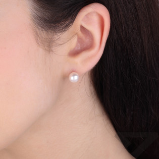 Zlaté náušnice s bílou perlou 7mm - Klasická elegance - iSezam.cz