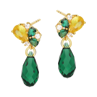 Pozlacené náušnice s krystaly - Zelené slzičky - iSezam.cz
