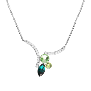 Stříbrný náhrdelník s krystaly Swarovski zelený - iSezam.cz