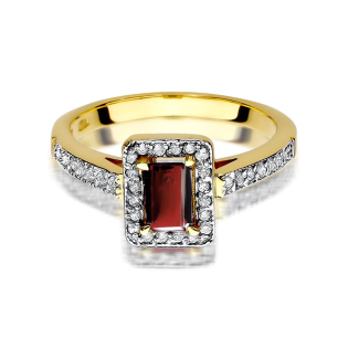 Zásnubní prsten s granátem a diamanty | iSezam.cz