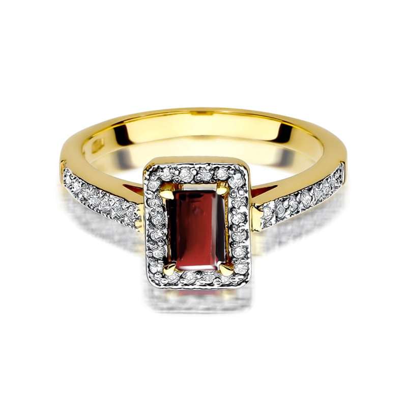 Zásnubní prsten s granátem a diamanty