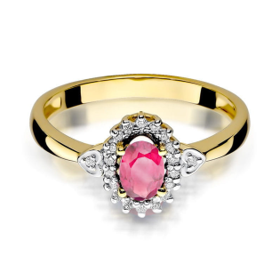 Zásnubní prsten s růžovým topazem a diamanty - iSezam.cz