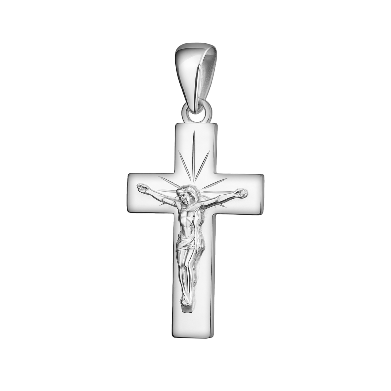 Stříbrný křížek s Ježíšem Rhodiovaný - Symbol Víry - iSezam.cz