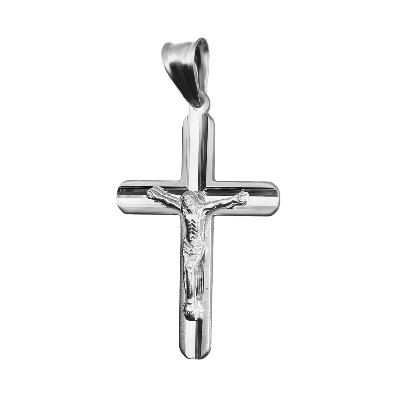 Stříbrný křížek s Ježíšem Fasetovaný - Symbol Víry - iSezam.cz
