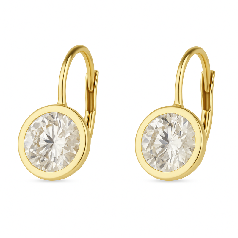 Zlaté náušnice s bílou zirkonií 6mm - Klasická elegance - iSezam.cz
