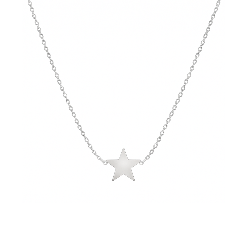 Stříbrný náhrdelník s hladkou hvězdou. Jemná celebrytka pro každou příležitost. Minimalistická elegance, ideální jako dárek! Zko
