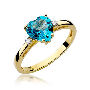 Zlatý prsten s topazem blue a diamanty | iSezam.cz
