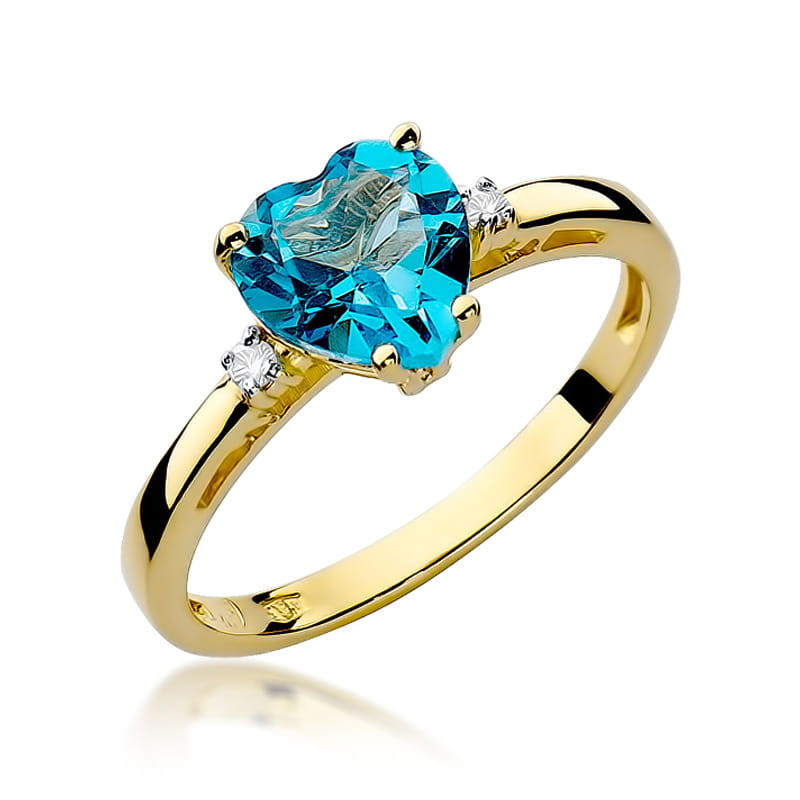Zlatý prsten s topazem blue a diamanty | iSezam.cz