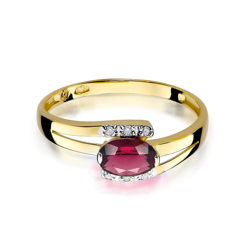 Zásnubní prsten s rodolitem a diamanty BE W-119 RD ovál ryzost 585