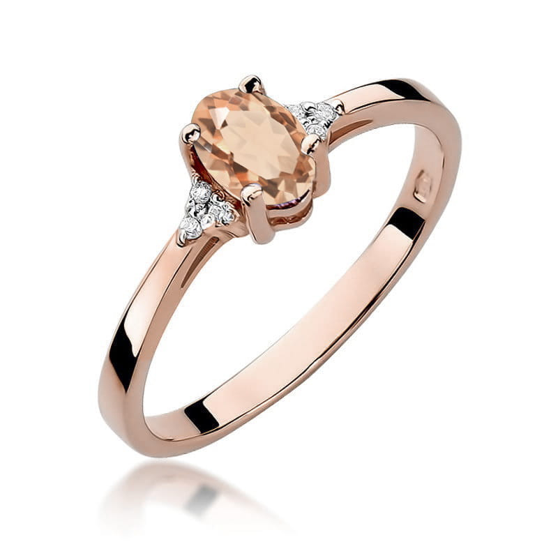 Zásnubní prsten s morganitem a diamanty z růžového zlata 585 | iSezam.cz